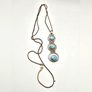 Stunning BBJ Sterling Silver Larimar Triple Link Pendant Necklace